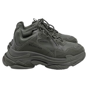 Balenciaga Triple S All Over Logo Sneakers in Khaki Faux Leather